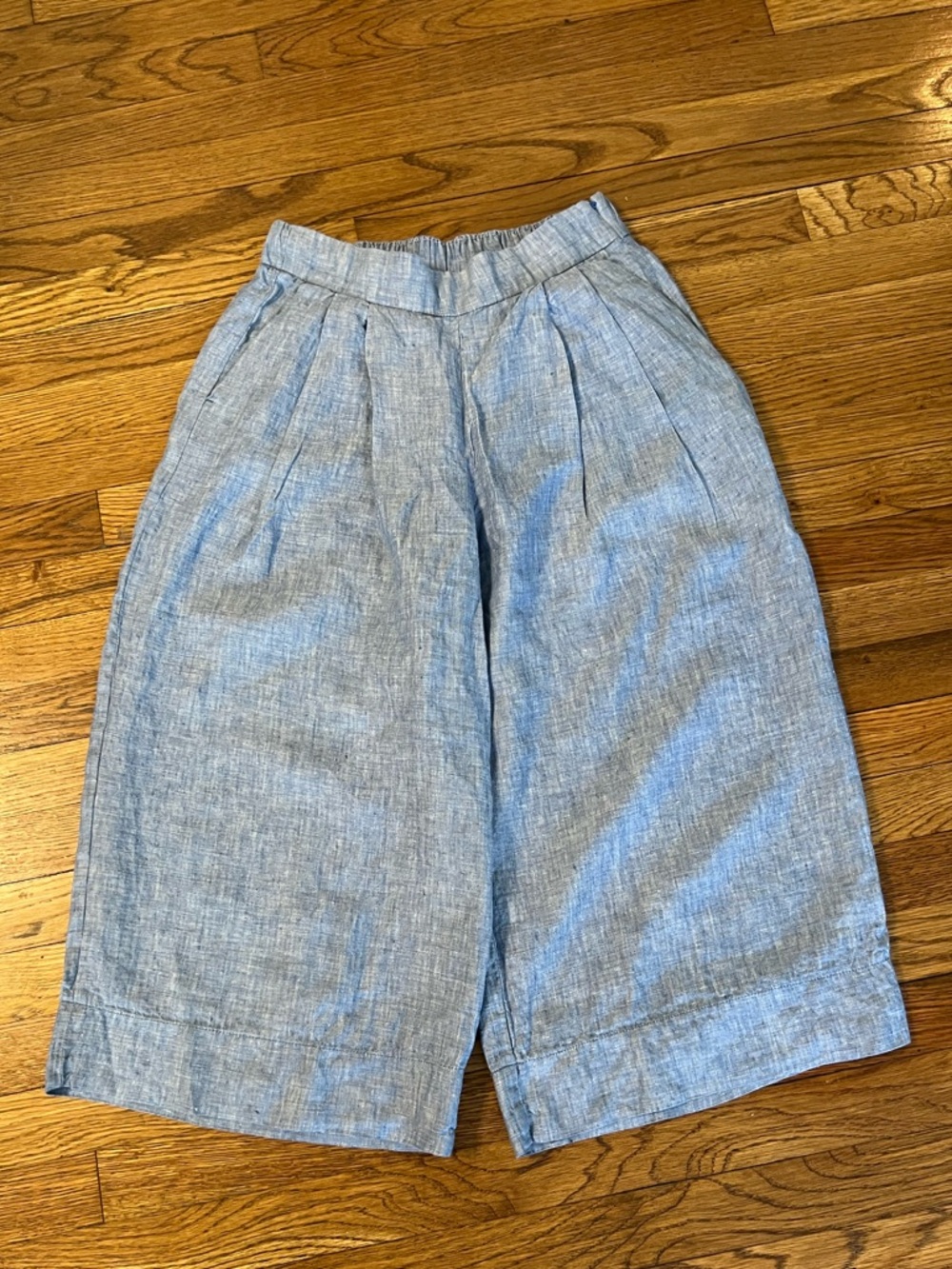 GAP Sky Blue Wide-Leg Linen Culotte Pants